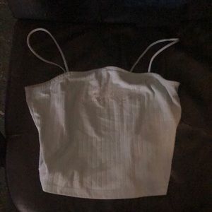 Teal crop top, small, says Angel in faux gems